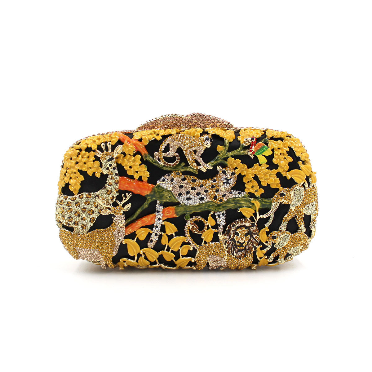 Animal Forest Package, Hollow Metal Crystal Banquet Package, Drip Oil Inlaid Diamond Handbag