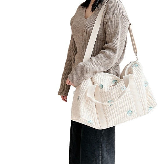 Embroidered Travel Bag Large Capacity Luggage Bag Lightweight Carry-on Handheld Shoulder Bag Boston Bag