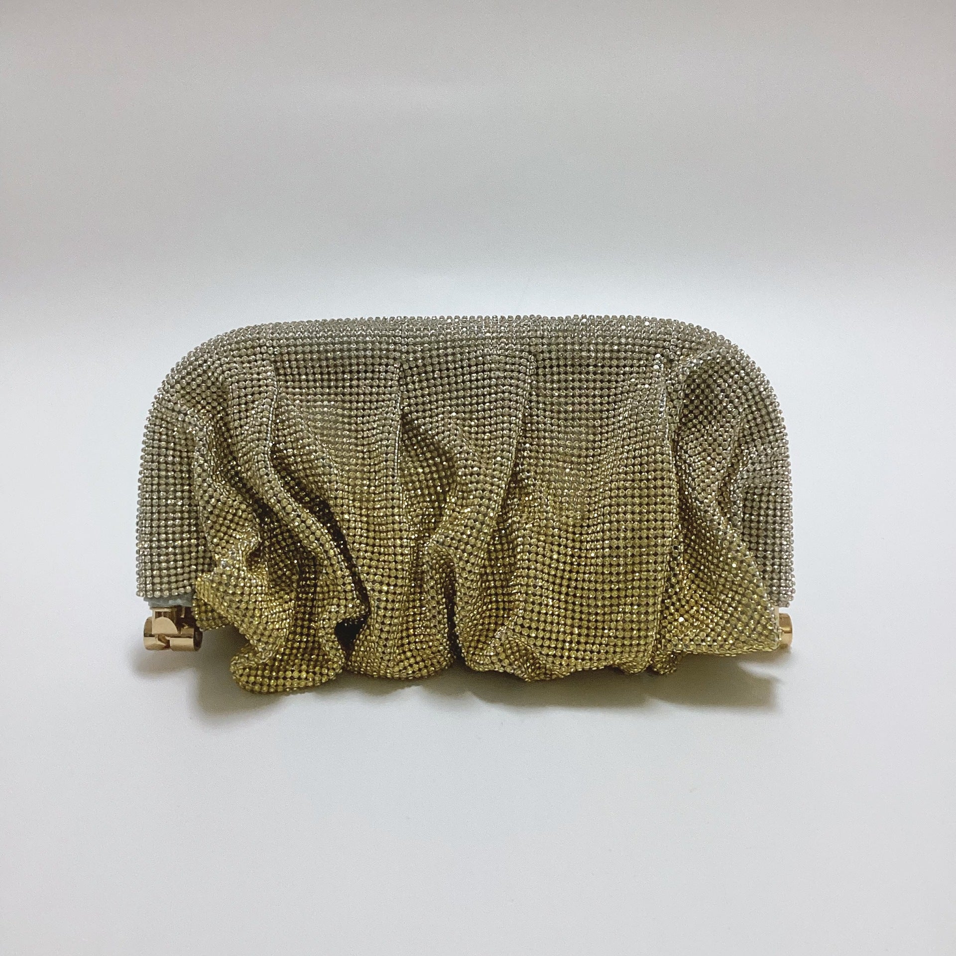 French style sparkling diamond cloud dumpling dinner party water diamond wrinkled chain clip crossbody handbag for women