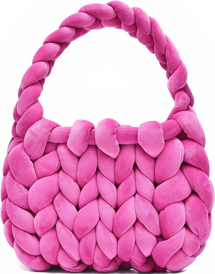 DIY hand woven crystal velvet core spun yarn woven hand-held mailman bag
