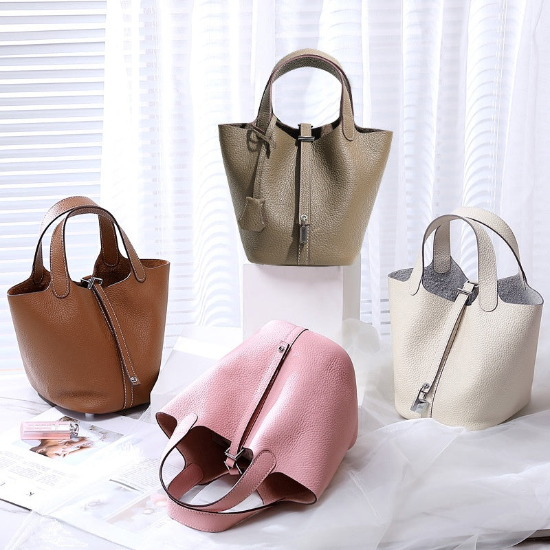 Head layer cowhide bucket bag women's leather high-end handbag
