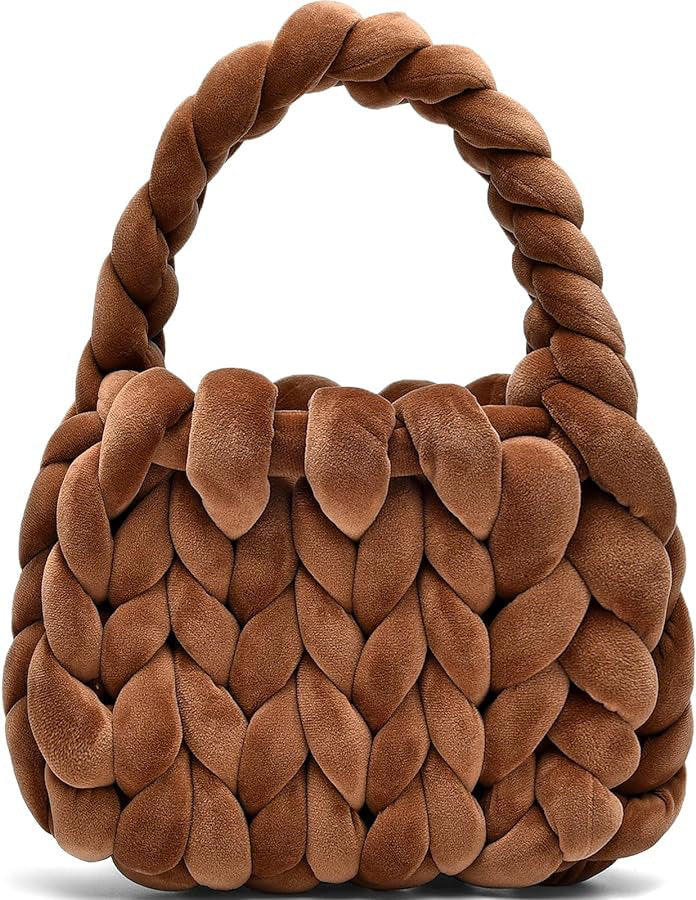 DIY hand woven crystal velvet core spun yarn woven hand-held mailman bag