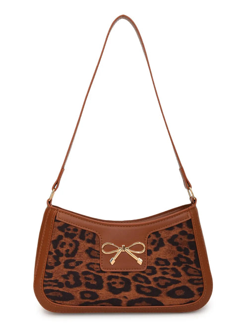 Bow Leopard PU Leather Handbag