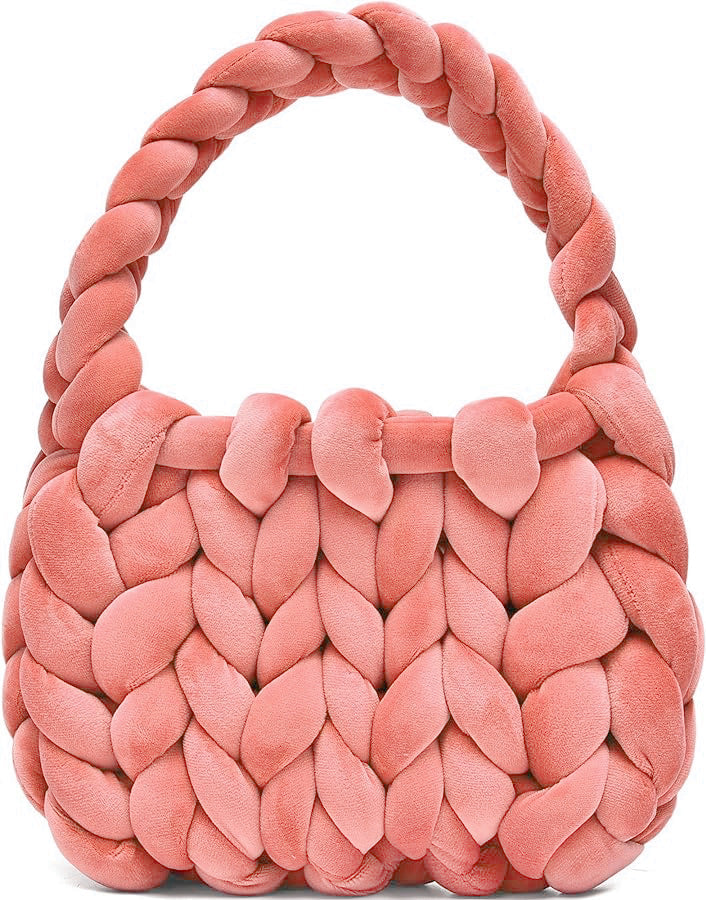 DIY hand woven crystal velvet core spun yarn woven hand-held mailman bag