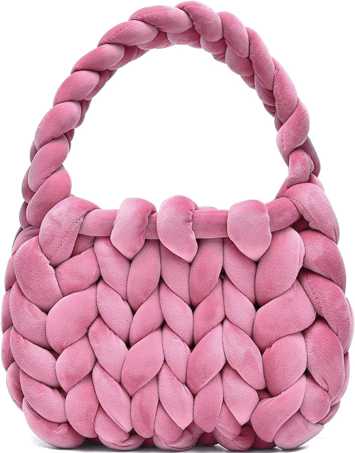 DIY hand woven crystal velvet core spun yarn woven hand-held mailman bag