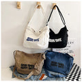 Letter canvas bag, women's new trendy tote bag, student class large capacity crossbody bag