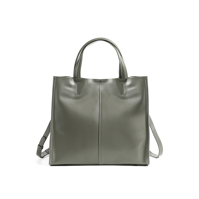 Leather Tote Bag for Women, Genuine First Layer Vegetable-Tanned Leather, Large Capacity, Fashionable and Versatile Handbag