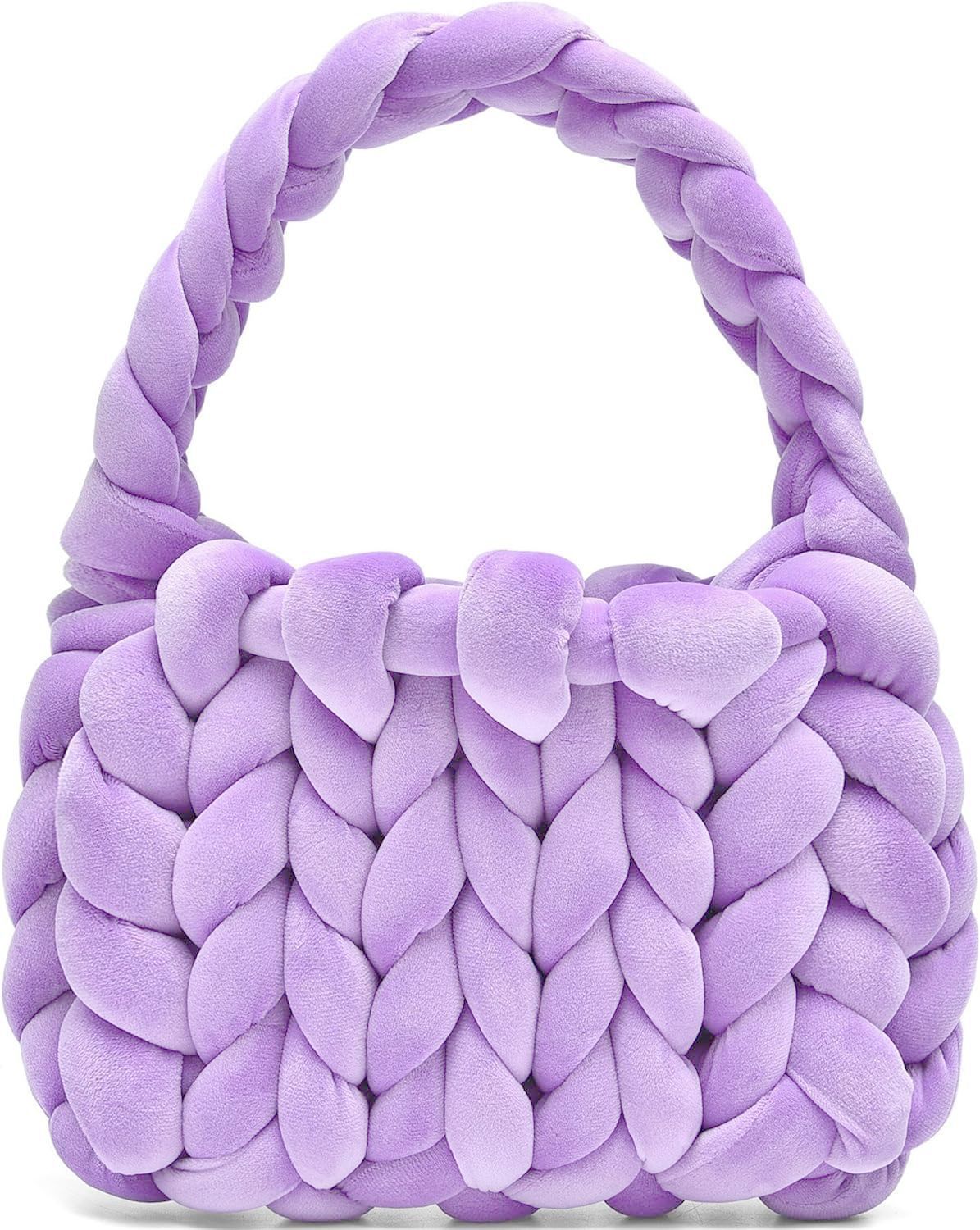 DIY hand woven crystal velvet core spun yarn woven hand-held mailman bag