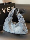 Crescent Shaped Denim Shoulder Bag