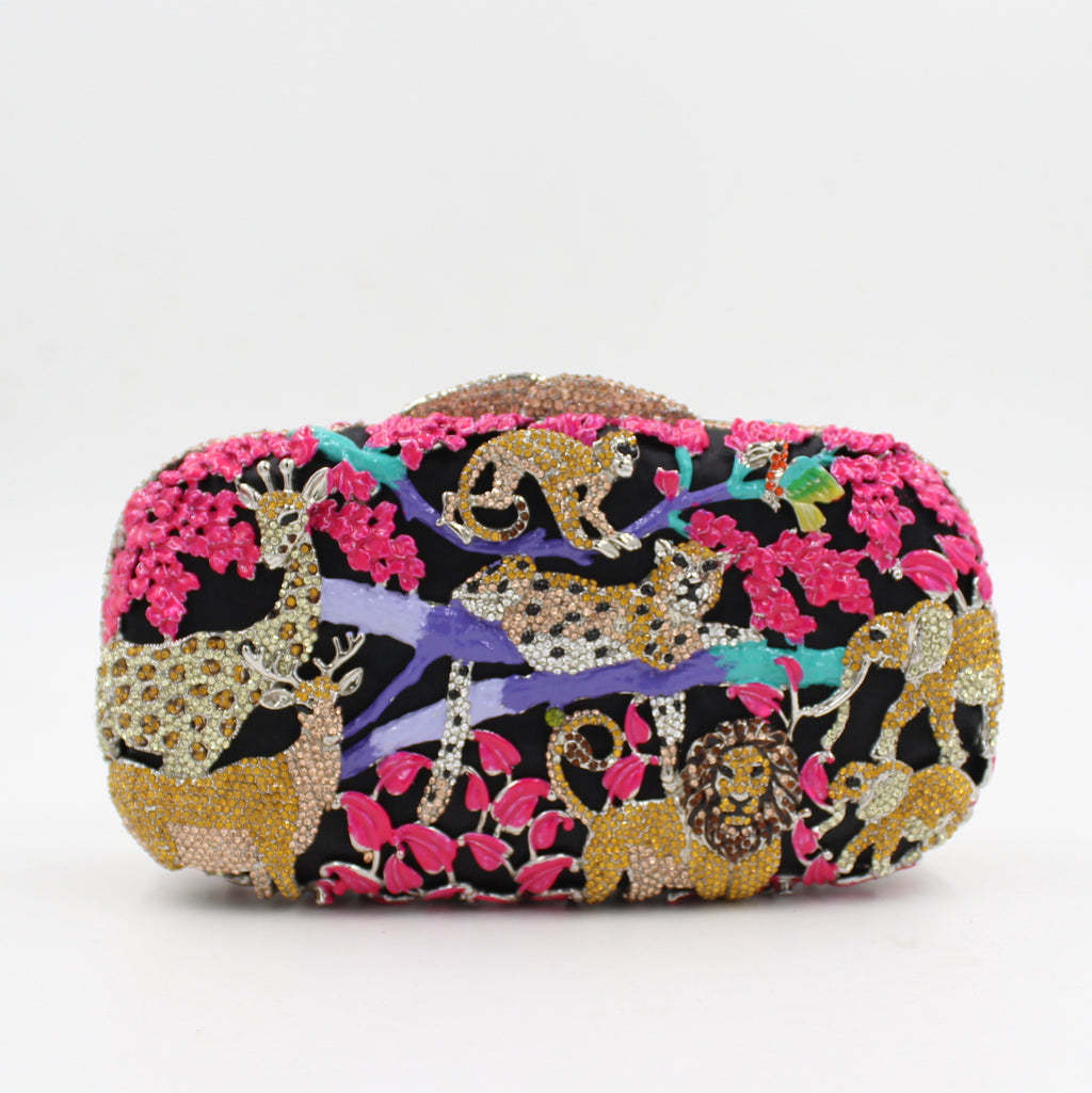 Animal Forest Package, Hollow Metal Crystal Banquet Package, Drip Oil Inlaid Diamond Handbag