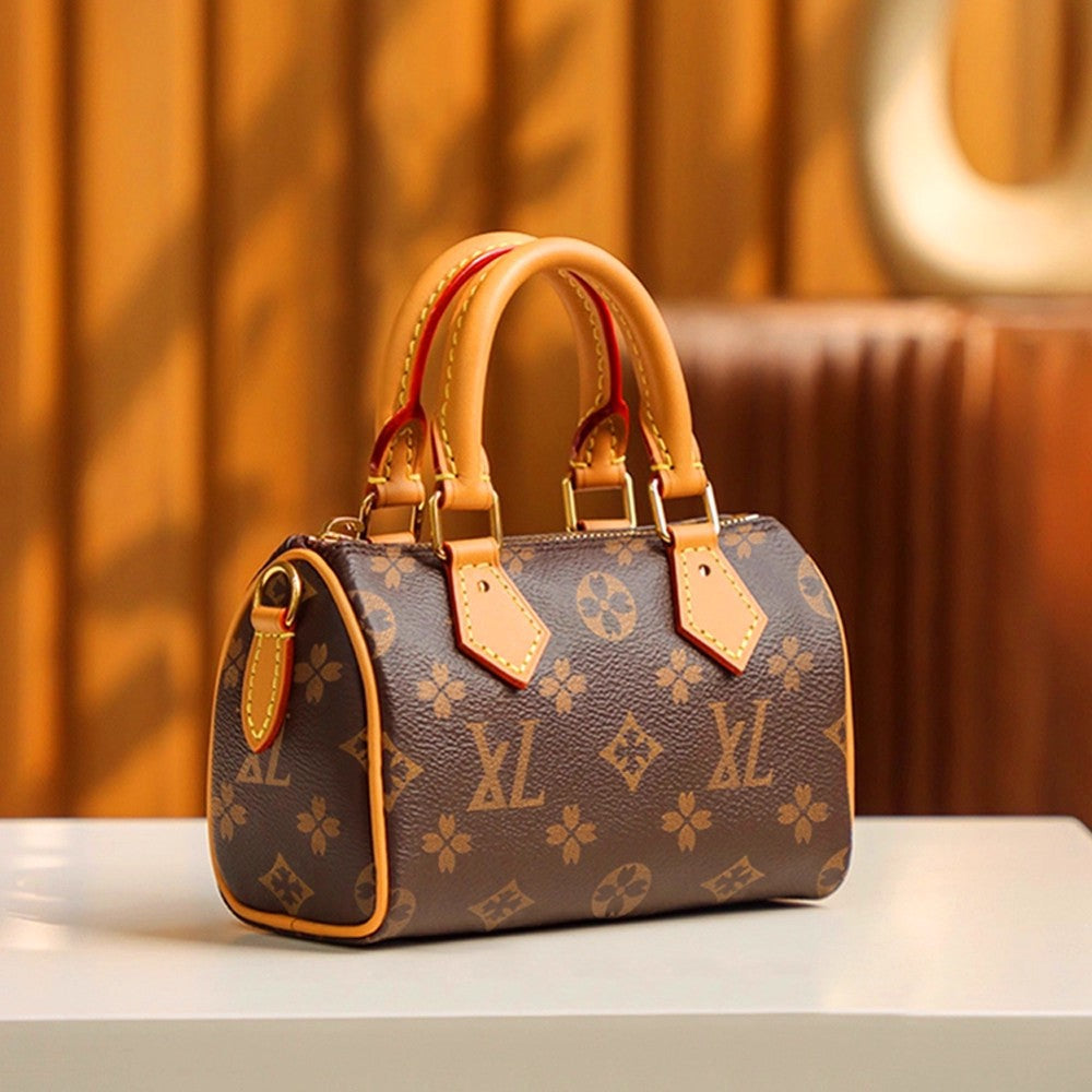 Cross-Border All-Steel High Version Original Standard Chip Version L Nano Speedy Pillow Bag V Genuine Leather Shoulder Crossbody Bag