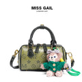 Fashion Versatile Boston Embossed Small Bag for Women, New Niche Light Luxury Pendant Crossbody Bag, Fashionable Handbag