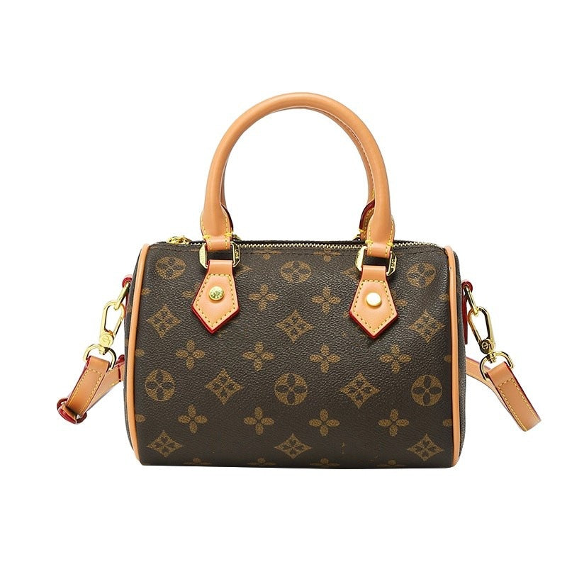 Cross-Border All-Steel High Version Original Standard Chip Version L Nano Speedy Pillow Bag V Genuine Leather Shoulder Crossbody Bag